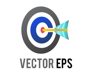 Vector red white dart board icon with dart hitting the center / bullseye region