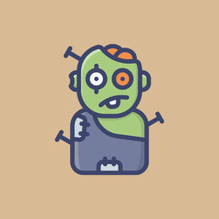 Zombie Horror Avatar Filled Outline Icon, Logo, and illustration