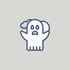 Spooky Ghost Filled Outline Icon, Logo, and illustration