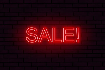 Plakat Neon sign on a brick wall - sale