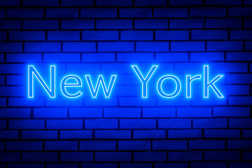 Neon sign on a brick wall - NEW YORK
