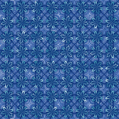 Blue winter pattern. Rows of snowflakes.