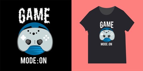 T-shirts and clothes in trendy design style with gamepad, typography. can be applied in the form of t-shirts, posters and other print media