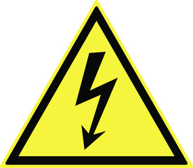 Warning sign "Danger of electric shock". Electrical safety sign. Lightning in the triangle. Yellow and black. Vector.