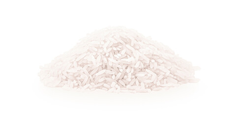 white rice, natural long rice on white background.