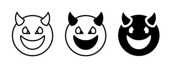 Devil face line icon, devil emoticon icon button, vector, sign, symbol, logo, illustration, editable stroke, flat design style isolated on white