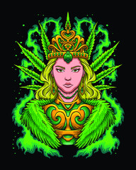 Royal marijuana queen illustration