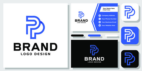 Initials Letter PP Monogram Line Creative Modern Simple Logo Design with Business Card Template