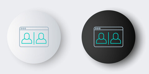 Line Video chat conference icon isolated on grey background. Online meeting work form home. Remote project management. Colorful outline concept. Vector