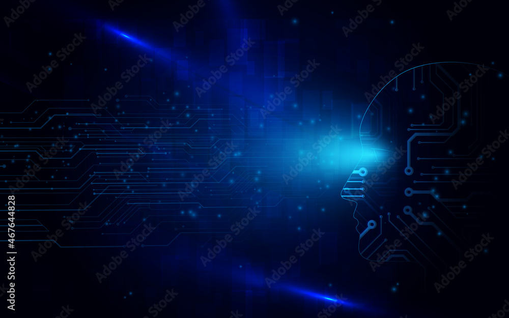 Aufkleber artificial intelligence. human head outline. futuristic technology and engineering concept. virtual 