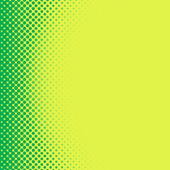 Pop art comic background. Halftone pattern. Yellow dotted texture. Geometric duotone banner with half tone effect. Cartoon creative print. Fade gradient backdrop. Superhero border. Vector illustration