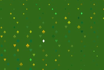 Light Green, Yellow vector pattern with symbol of cards.