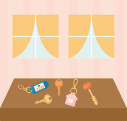 cute keychains over table