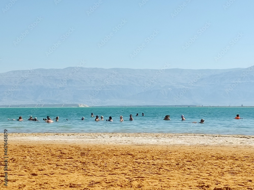 Wall mural beach, dead sea israel  blue sky