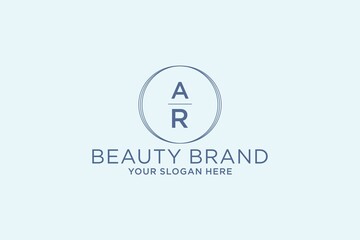 Fototapeta na wymiar feminine floral letter AR. beautiful caligraphic monogram flourish leaf boutique logo vector template stock illustration