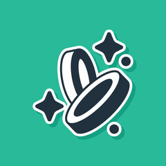 Blue Pirate coin icon isolated on green background. Vector