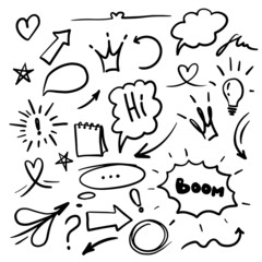 Set of doodle elements. Vector hand drawn ldoodles isolated on white background.