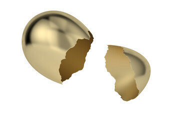 Gold luxury easter egg open Isolated On White Background, 3D rendering. 3D illustration. - 467650239