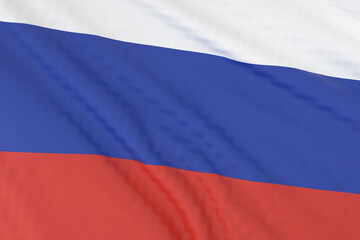 Russia national flag close up. 3D rendering. 3D illustration.