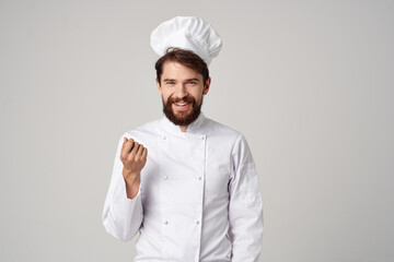 male cook Chef uniform Cooking emotions gourmet isolated background