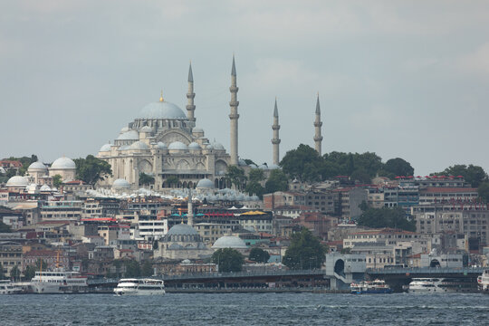 view of the historic S&uuml;lemaniye mosque in Istanbul, Turkey