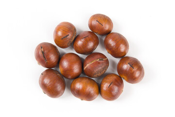 Close-up Chestnuts isolated on white background.