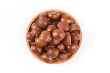 Close-up Chestnuts isolated on white background.