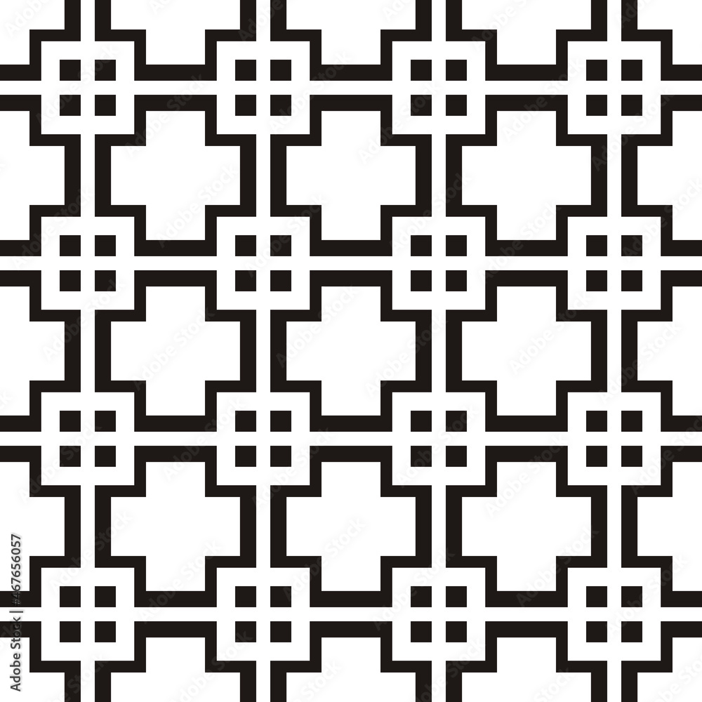 Poster strict white crosses and squares that alternate in a minimalistic pattern.