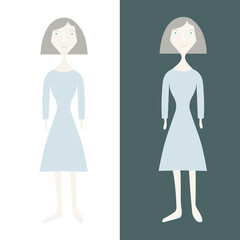 Girl flat design stock vector illustration on white, on black for web, for print