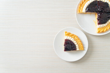 Blueberry Cheese Pie on white plate