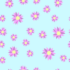 Fototapeta na wymiar Beautiful floral background of purple and white flowers hand drawn seamless pattern vector and illustrations