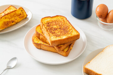 french toast on white plate