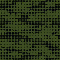 Seamless camouflage pattern. Repeating digital dotted camo military texture background. Abstract modern fabric textile ornament. Vector illustration.