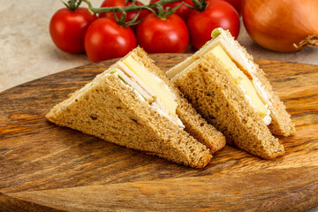 Club sandwich with chicken and cheese