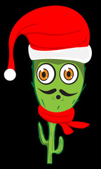  cactus santa claus mexican christmas vector illustration cinco de mayo sombrero decoration cactus cartoon isolated on black background