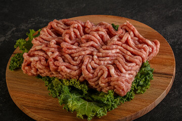 Raw pork minced meat over board