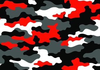 Camouflage texture seamless pattern. Abstract modern military camo ornament for fabric and fashion textile print. Vector background. - obrazy, fototapety, plakaty