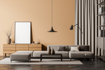 Small canvas in beige living room with on trend details