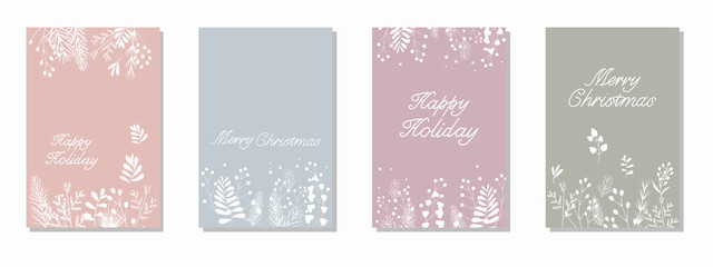 Set of Winter Holiday template for Christmas day, Holiday design. Merry Christmas, New years day, illustration. Vector illustration.