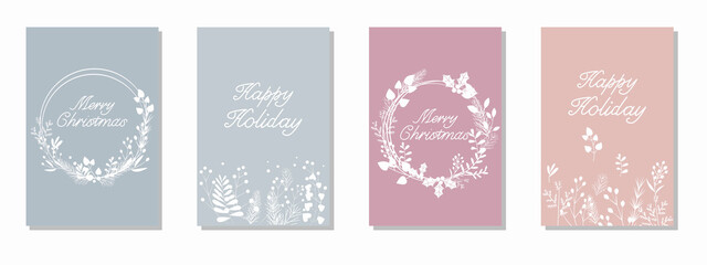 Set of Winter Holiday template for Christmas day, Holiday design. Merry Christmas, New years day, illustration. Vector illustration.