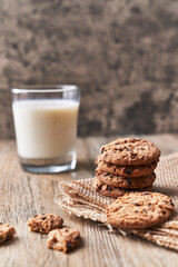  Delicious chocolate cookies on a wooden table
