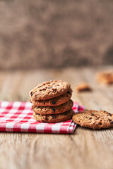  Delicious chocolate cookies on a wooden table