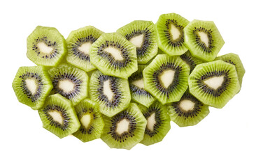  Slices of peeled kiwi isolated on a white background