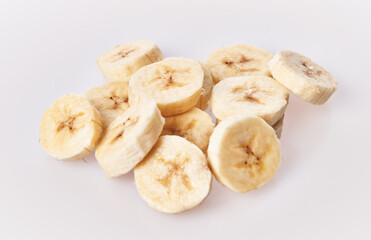  Slices of banana isolated on a white background