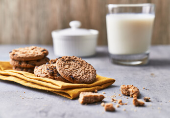  Delicious chocolate cookies on a concrete surface