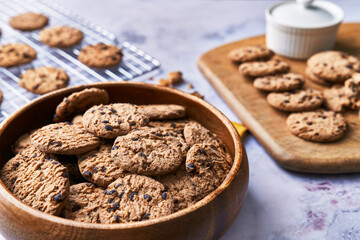  Delicious chocolate cookies on a marble table