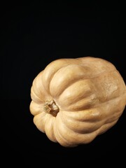 pumpkin japanese fruit on black background with copy space