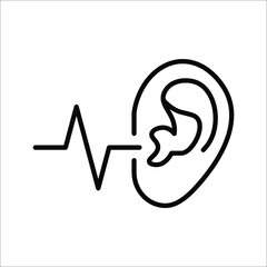Ear vector icon, hearing symbol. Simple, flat design for web or mobile app on white background. color editable