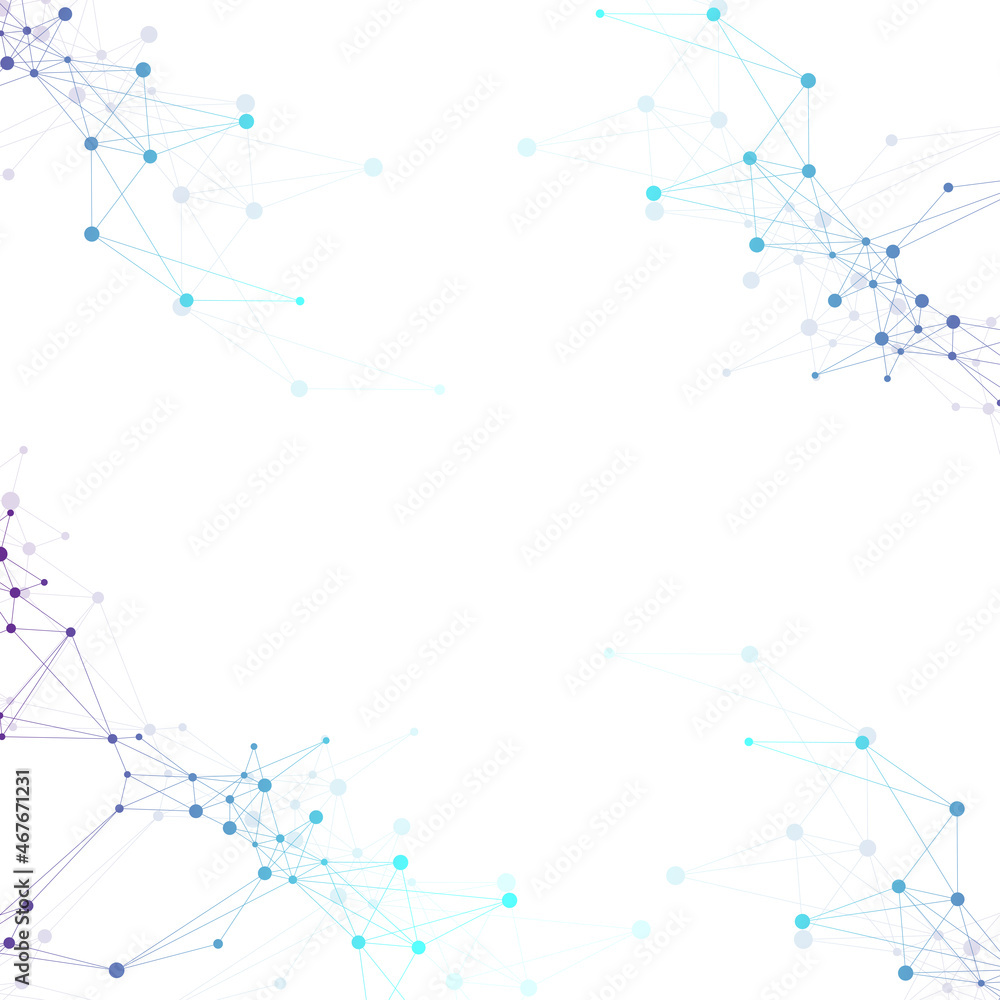 Leinwandbilder Geometric graphic background molecule and communication. Big data complex with compounds. Lines plexus, minimal array. Digital data visualization. Scientific cybernetic illustration.