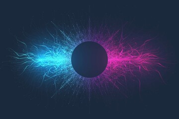 Quantum computer technology banner design template concept, gravitational wave. Deep learning artificial intelligence. Big data algorithms visualization for business, science, technology illustration.